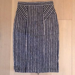 Brooklyn Industries Navy Blue & White Pencil Skirt